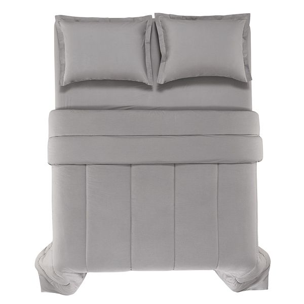 Edredón Queen 200 hilos 100% algodón color titanio