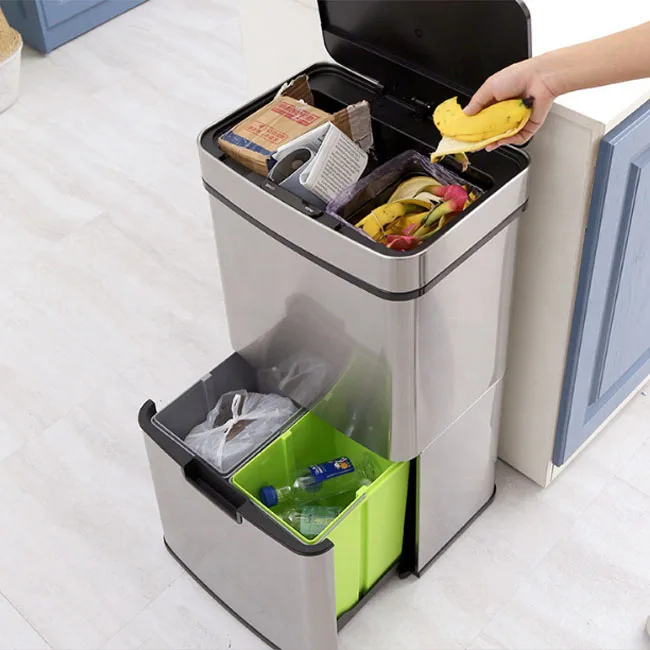 Bote de basura inteligente de acero inoxidable 60L con sensor de movimiento