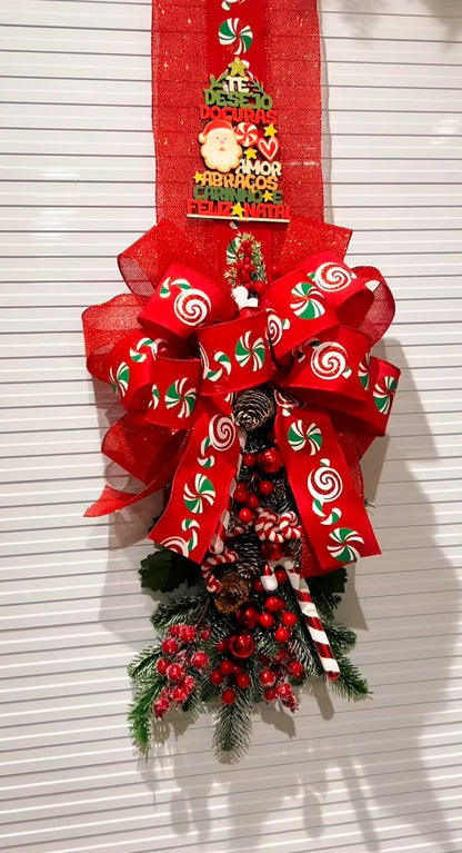 Escapulario navideño rojo con dulces | Belvaron