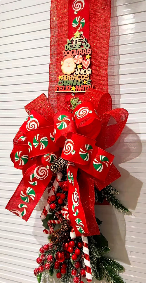 Escapulario navideño rojo con dulces | Belvaron