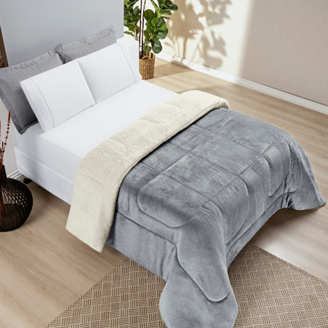 Coberdrom Queen manta/sherpa doble faz Everest gris