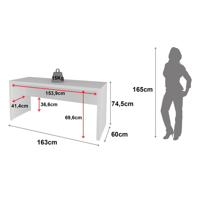Escritorio 163 cm ME4109 blanco