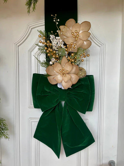 Escapulario navideño de terciopelo verde musgo 2,10x40cm | Belvaron