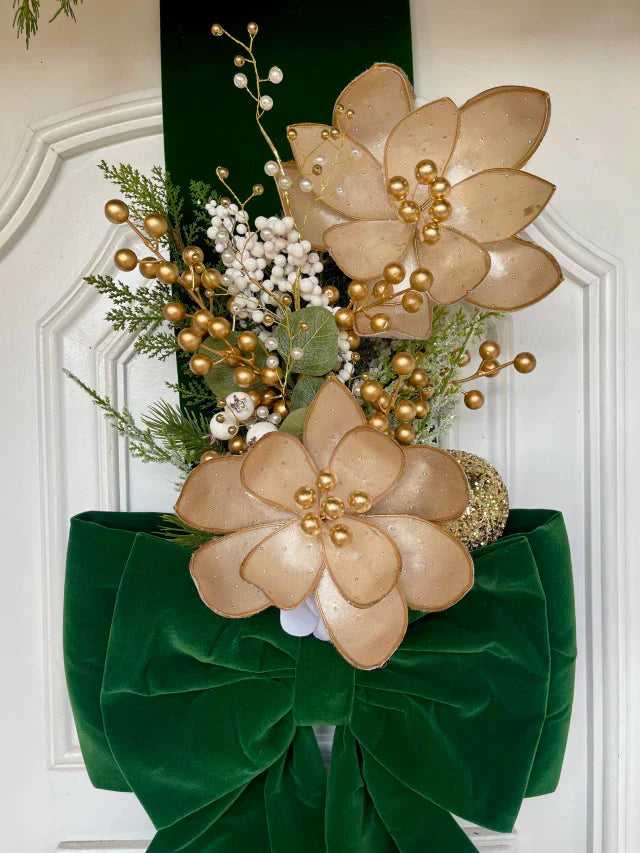 Escapulario navideño de terciopelo verde musgo 2,10x40cm | Belvaron