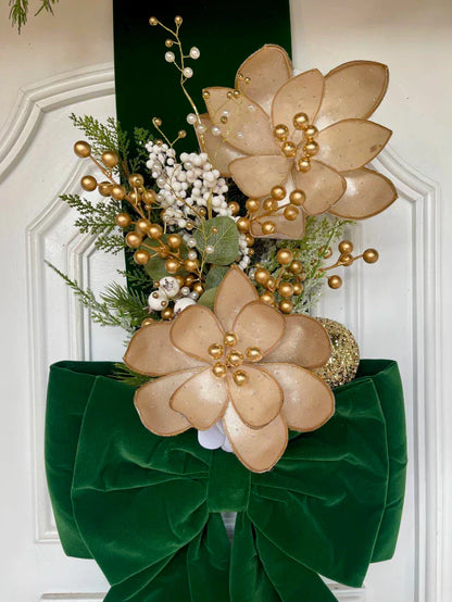 Escapulario navideño de terciopelo verde musgo 2,10x40cm | Belvaron